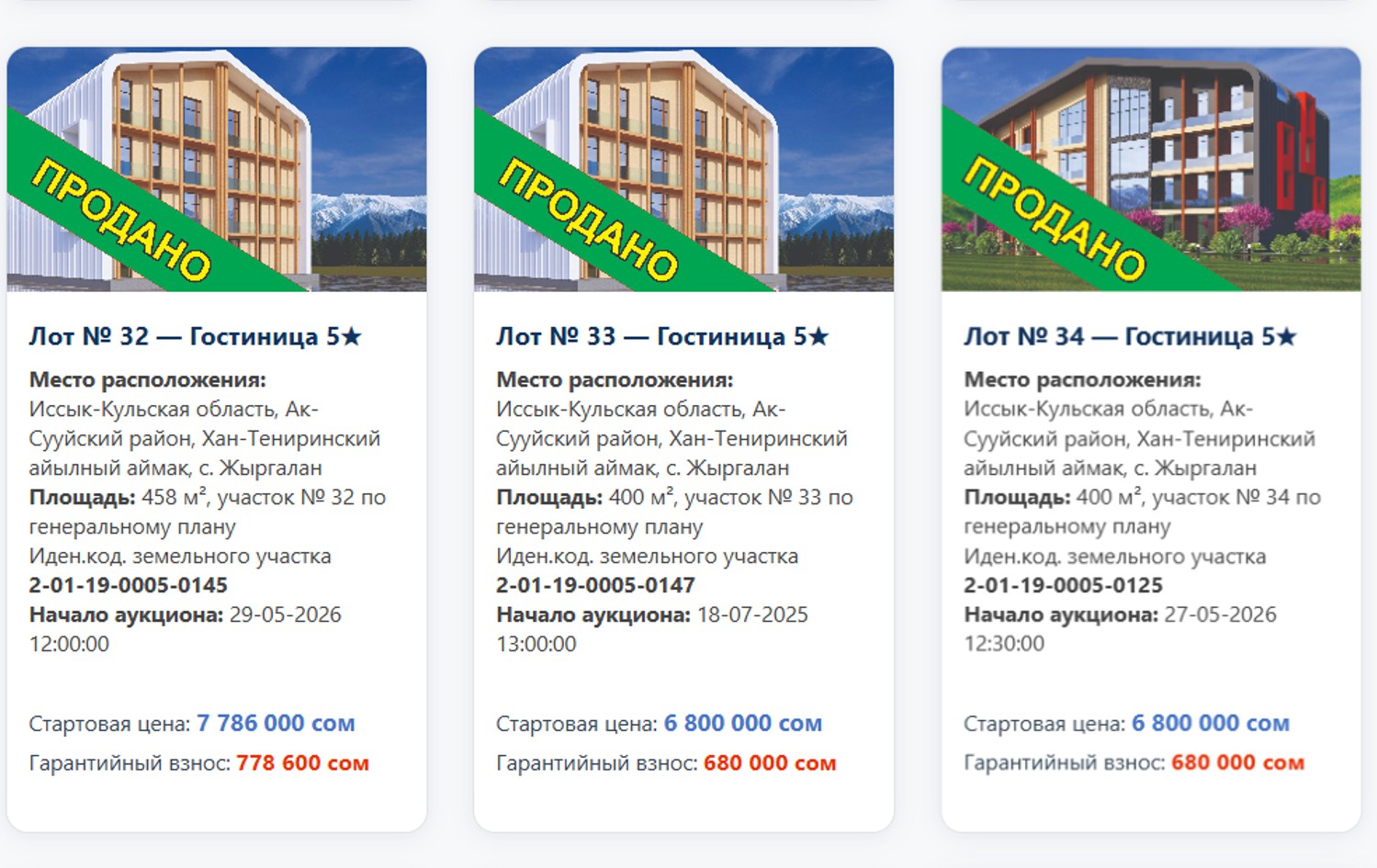 Завершился третий, заключительный этап аукциона земельных участков в рамках реализации проекта «Ала-Тоо Резорт»
